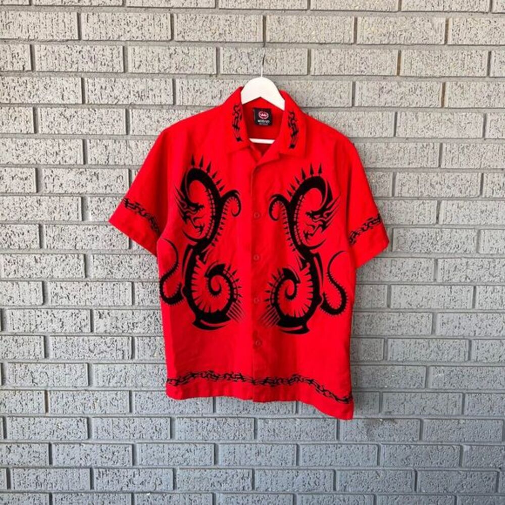 VTG JNCO Y2K 90s Bright Red Dragon Alt Grunge Cyber Punk Size Youth M Big Logo